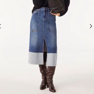 Ba&sh Vicky two tone midi denim skirt